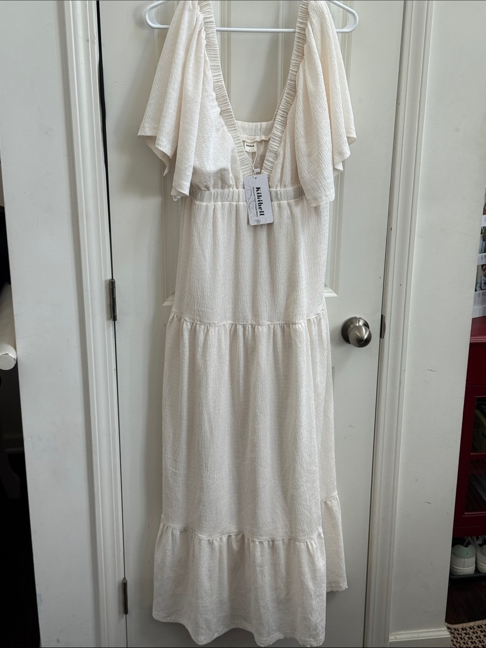Light Ivory Maxi Dress with Flutter Sleeves